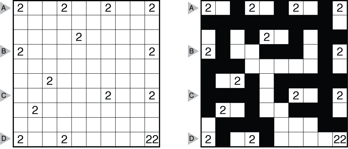 Example Nurikabe and solution