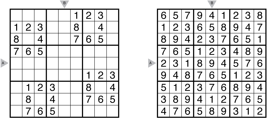 Example sudoku and solution