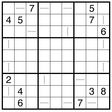 Sum Dashes Sudoku by Clover