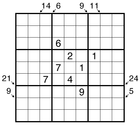Weighted Little Killer Sudoku by Bill Murphy