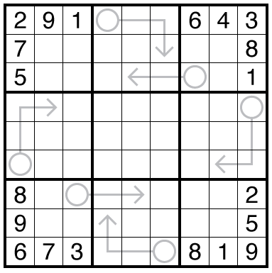 Arrow Sequences Sudoku by Bill Murphy