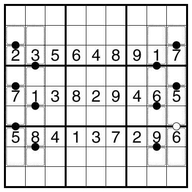 Kropki Cages Sudoku by Bill Murphy