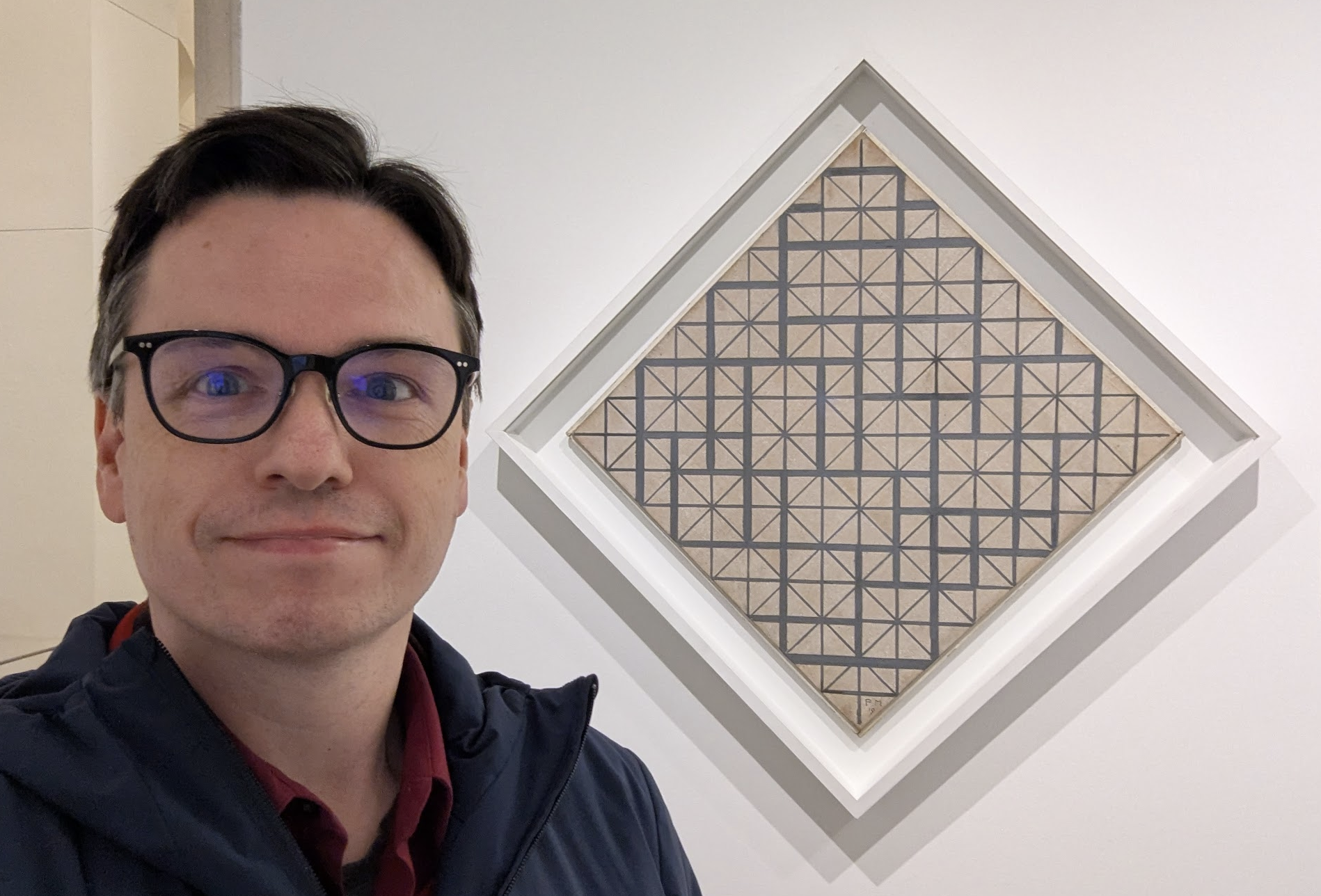 Thomas with Mondrian grid